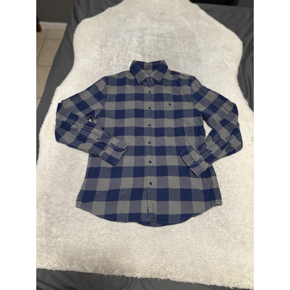 Vineyard Vines Slim Longshore Shirt Mens Small Blue Plaid Cotton Stretch